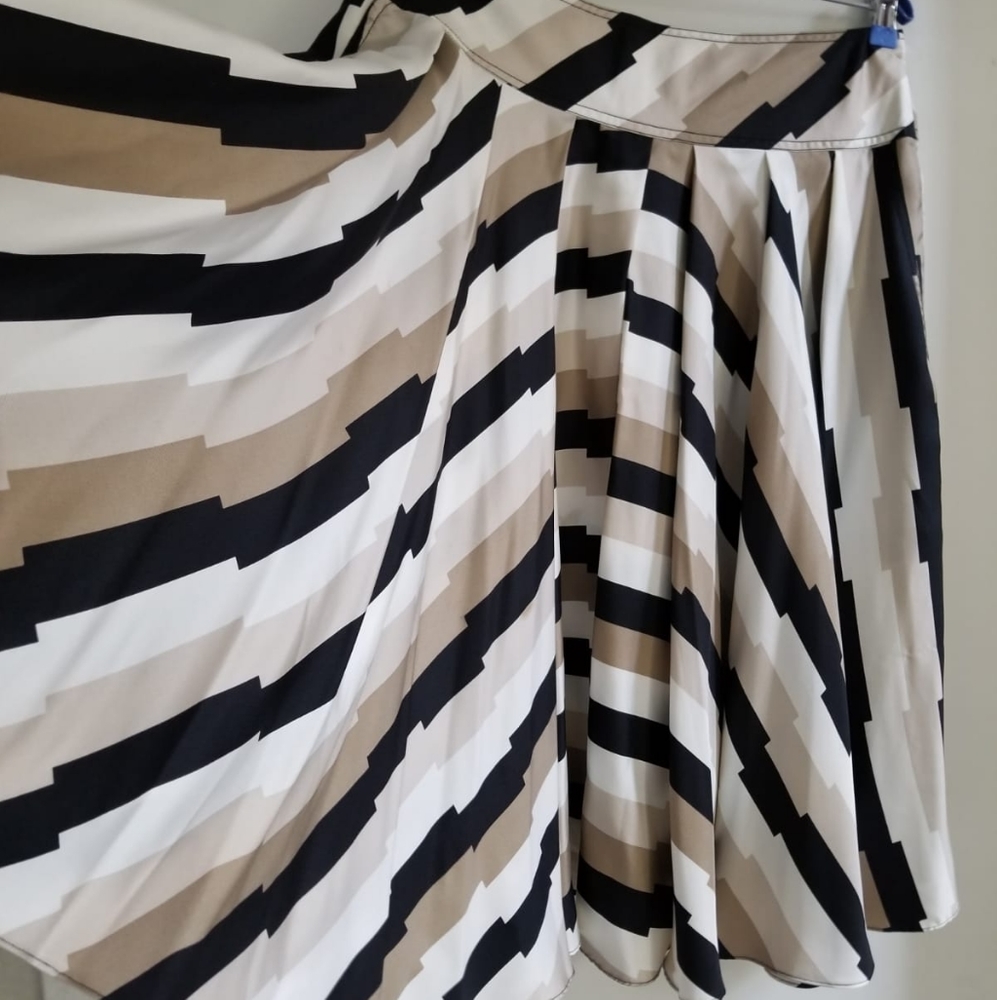 DKNY Silk Asymmetrical Striped Skirt